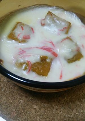 かぼちゃの煮物とカニカマのグラタン♪-レシピのメイン写真