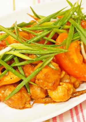 フライパンだけで、豚肉のトマトチリ炒め。-レシピのメイン写真