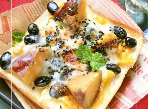 南瓜ワタ×さつま芋×黒豆のトースト-レシピのメイン写真