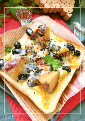 南瓜ワタ×さつま芋×黒豆のトースト-レシピのメイン写真