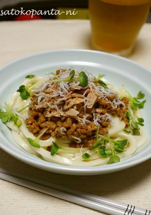 納豆ツナしらすのぶっかけ混ぜ込みげうどん-レシピのメイン写真