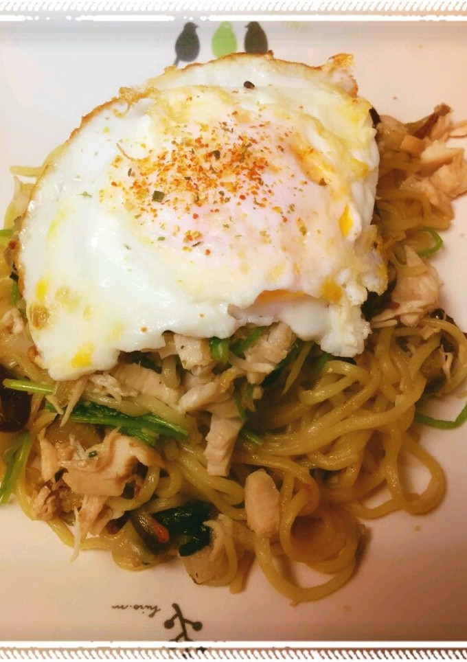 茹で鶏と茄子の和風焼きそば-レシピのメイン写真