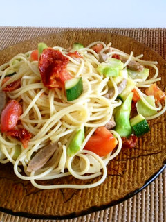 ドライトマトと野菜のペペロンチーノ-レシピのメイン写真