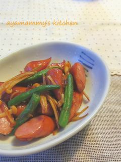 ウインナーとえのきといんげんの醤油炒め♪-レシピのメイン写真