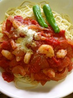 エビとトマトのパスタ(仮)スパゲティー-レシピのメイン写真