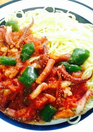 イカゲソとトマトソースのパスタ(仮)-レシピのメイン写真