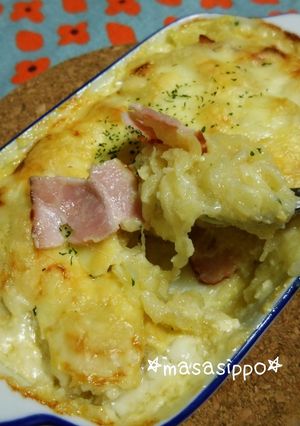 焼くだけ！じゃがいもとベーコンの重ね焼き-レシピのメイン写真