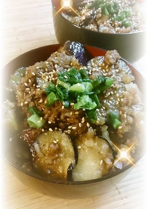 超簡単！なすと豚ひき肉のやみつき丼♡-レシピのメイン写真