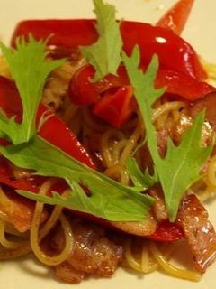 ベーコンとパプリカの和風パスタ-レシピのメイン写真