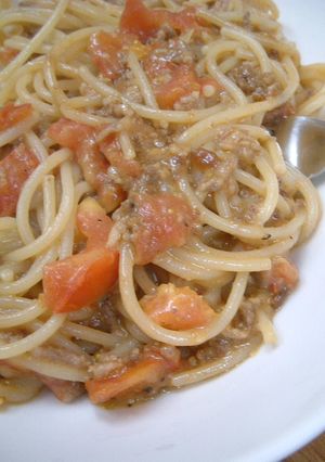トマトと肉味噌のクリームパスタ-レシピのメイン写真