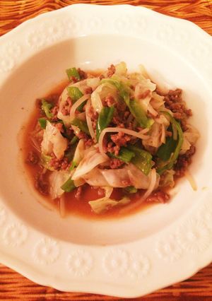 家にあった野菜で甘辛ミソひき肉炒め-レシピのメイン写真