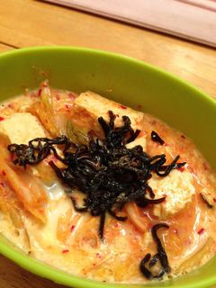 レンジで簡単キムチと豆腐の卵とじ-レシピのメイン写真