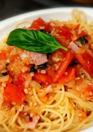 トマトとバジルのスパゲティ-レシピのメイン写真