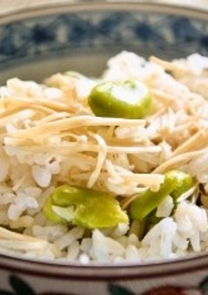 梅こぶ茶でそら豆ごはん　干しえのき入り！-レシピのメイン写真