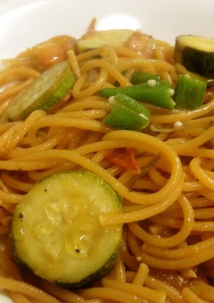 夏野菜のトマト スパゲティ♬-レシピのメイン写真