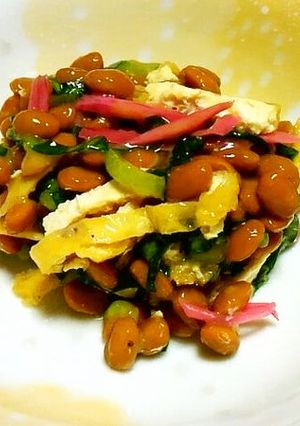 チンゲン菜とあぶりうす揚げの納豆あえ♪-レシピのメイン写真