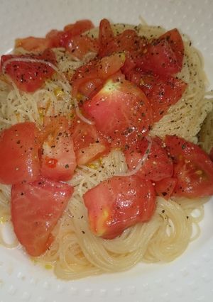 簡単トマトの冷製パスタ-レシピのメイン写真