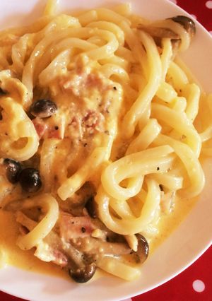うどんカルボナーラ-レシピのメイン写真