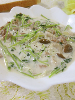 豆苗と豚肉のミルク仕立て-レシピのメイン写真