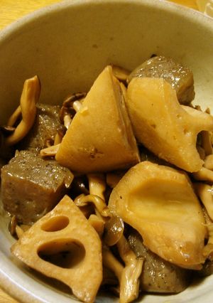 蓮根とコンニャクとしめじの赤ワイン煮-レシピのメイン写真