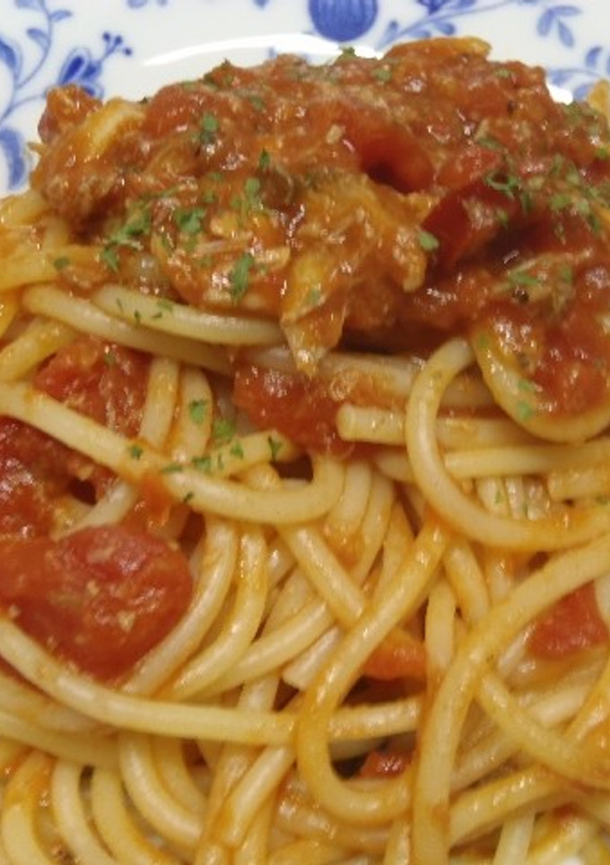 サバの水煮缶とトマトのパスタ-レシピのメイン写真