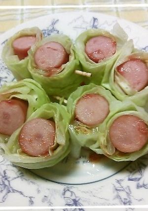 お弁当にキャベツ巻きウインナー-レシピのメイン写真