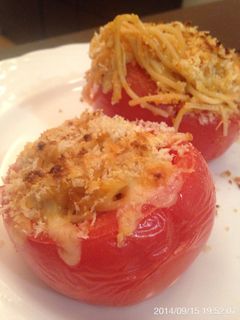 パスタグラタンin theトマト!-レシピのメイン写真