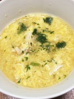 蒸し鶏入り一人分のかき玉スープもどき-レシピのメイン写真