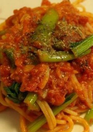 小松菜とツナのトマトパスタ-レシピのメイン写真