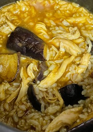 一人暮らしサラダチキンナスカレー雑炊-レシピのメイン写真