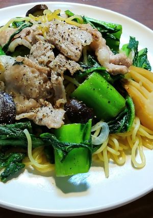 豚肉とかつお菜の塩焼きそば-レシピのメイン写真