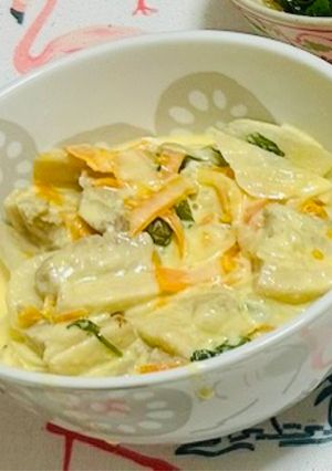 具沢山カルボナーラ風うどん-レシピのメイン写真