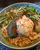 ナスの煮びたしと大根おろしの和え蕎麦