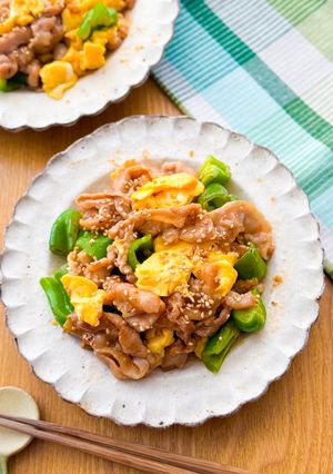 豚バラピーマンのにんにく味噌たま炒め-レシピのメイン写真