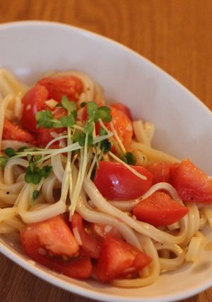 【減塩レシピ】イタリアン風肉トマトうどん-レシピのメイン写真