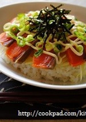 減塩cafeごはん♪サーモン漬けマヨ丼-レシピのメイン写真