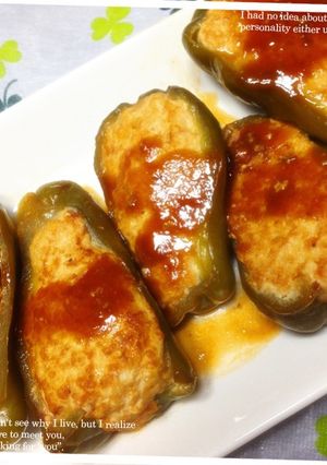 ピーマンの肉詰め(煮込み風)-レシピのメイン写真