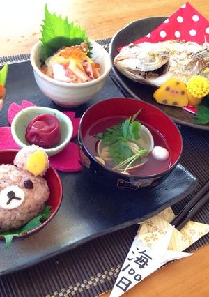 お食い初め〜キャラ膳〜リラックマ風㊗︎-レシピのメイン写真
