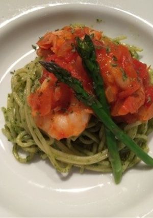 ジェノベーゼ海老トマトパスタ-レシピのメイン写真