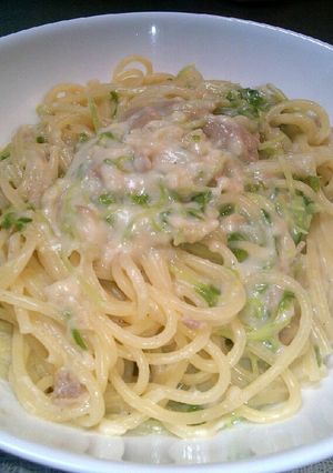 豆苗とツナの手抜きlunchパスタ♪-レシピのメイン写真