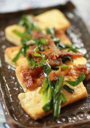 居酒屋風☆ニラ豚ソースの豆腐ステーキ-レシピのメイン写真