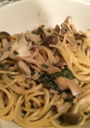 キノコクリームチーズと岩のりのパスタ-レシピのメイン写真