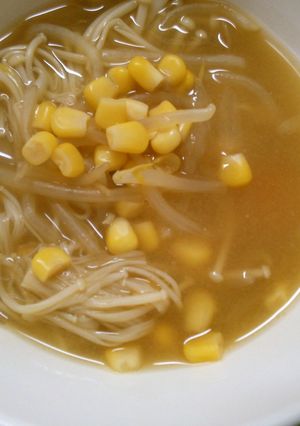 もやし コーンの 味噌風味スープ！-レシピのメイン写真