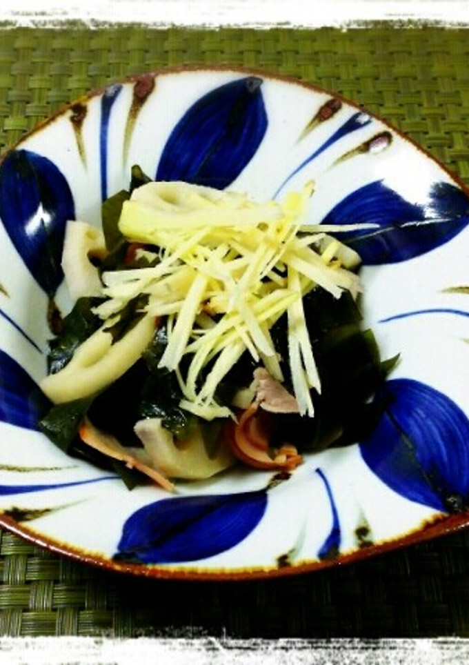 蓮根とハム、ワカメのさっと煮-レシピのメイン写真