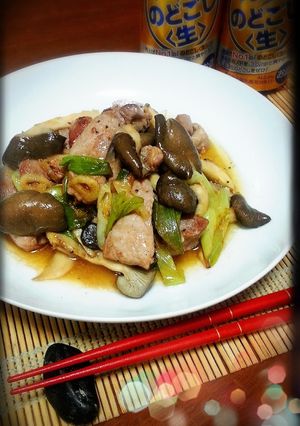 霜降りひらたけと豚肉のスタミナ炒め♪-レシピのメイン写真