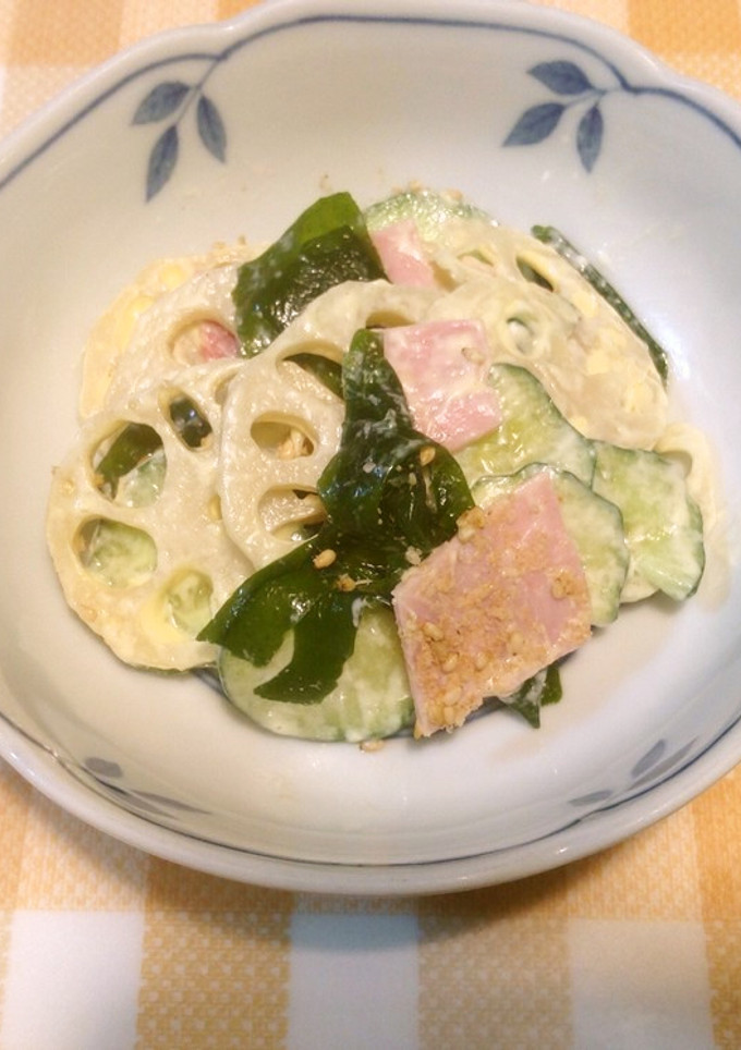 ハムときゅうりとれんこんサラダ♪-レシピのメイン写真