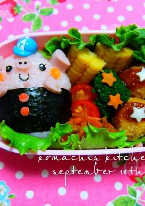 幼稚園 お弁当 キャラ弁♡ぶたくん-レシピのメイン写真