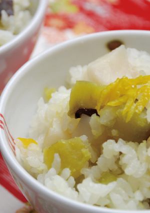 土鍋ご飯☆帆立とさつま芋の炊込みご飯-レシピのメイン写真