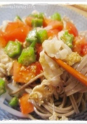 夏野菜と冷しゃぶそば！自家製ドレも。-レシピのメイン写真