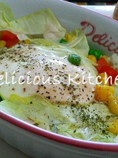 レンチンで☆キャベツたっぷり巣ごもり卵-レシピのメイン写真